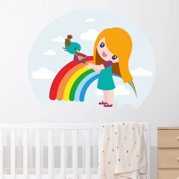 Kinderzimmer Wandtattoo: Regenbogen-Mädchen