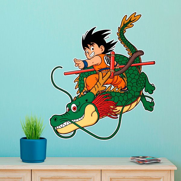 Kinderzimmer Wandtattoo: Dragon Ball Son Goku mit dem Shen Long-Drachen