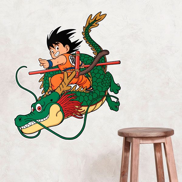 Kinderzimmer Wandtattoo: Dragon Ball Son Goku mit dem Shen Long-Drachen