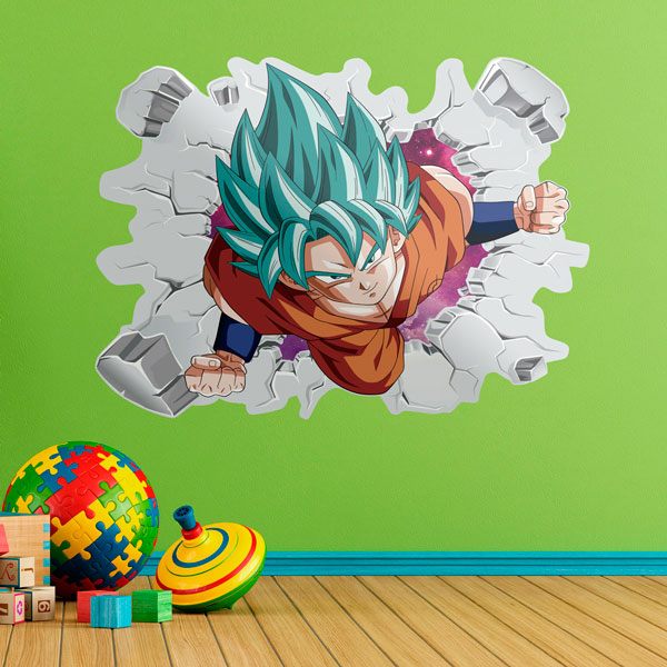 Kinderzimmer Wandtattoo: Dragon Ball Goku Saiyan Blau