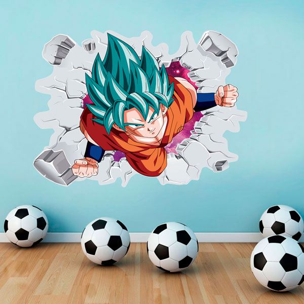 Kinderzimmer Wandtattoo: Dragon Ball Goku Saiyan Blau