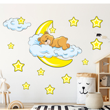 Kinderzimmer Wandtattoo: Bär in den Wolken und Mond gelben 3