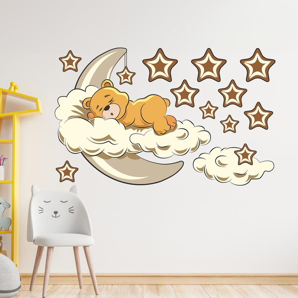 Kinderzimmer Wandtattoo: Bären in den Wolken und Mond neutrale