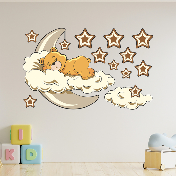 Kinderzimmer Wandtattoo: Bären in den Wolken und Mond neutrale