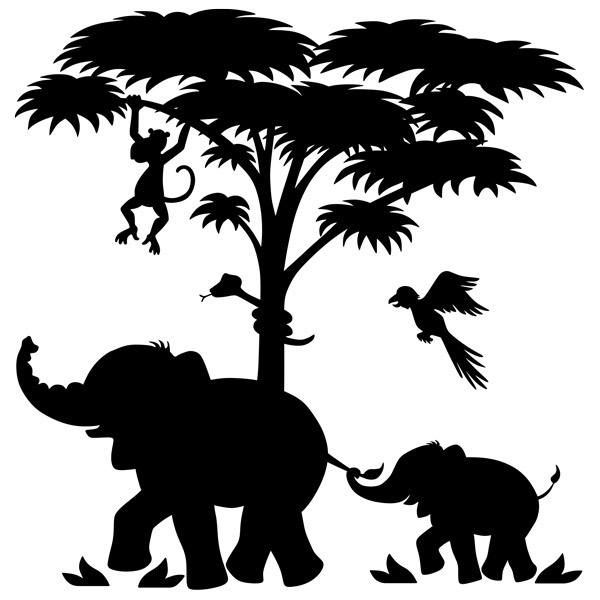 Kinderzimmer Wandtattoo: Elefantenfamilie in Afrika