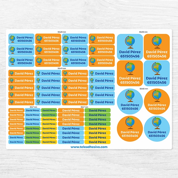 Aufkleber: Kit Namensaufkleber Globus Erde