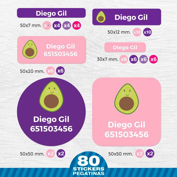 Aufkleber: Kit Namensaufkleber avocado 1