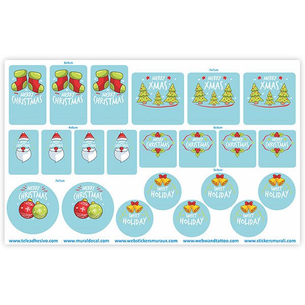 Aufkleber: Etiketten-Set mit Weihnachtssymbolen