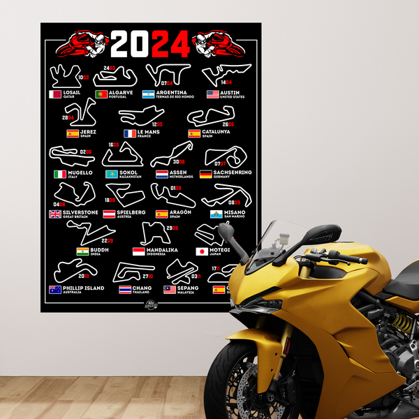 Wandtattoos: Selbstklebendes Vinyl-Poster MotoGP-Motorradstreck