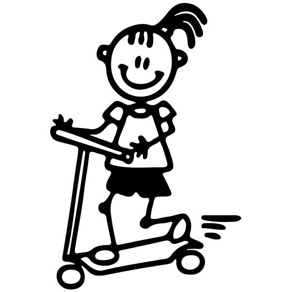 Aufkleber: Kleines Mädchen auf Roller