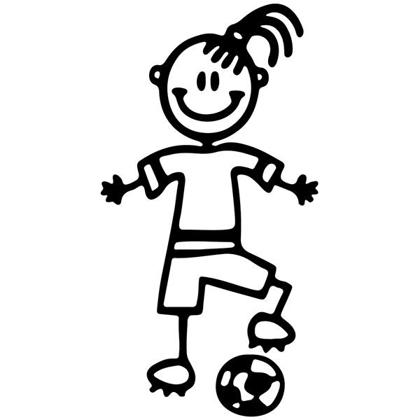 Aufkleber: Kleines Mädchen, das Fußball spielt