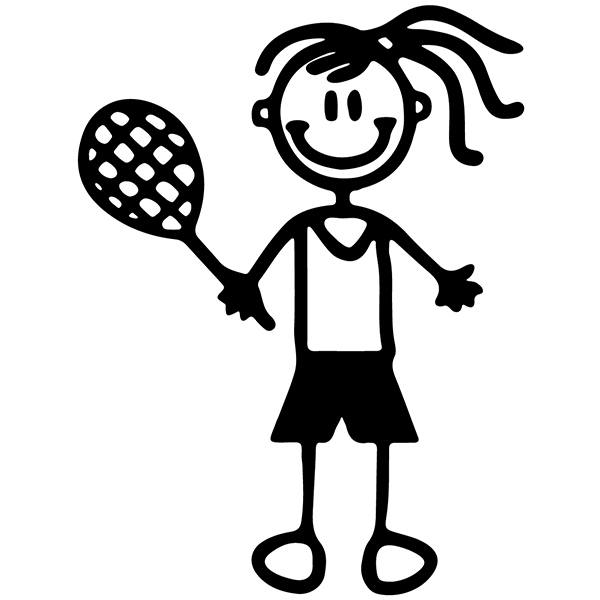 Aufkleber: Kleines Mädchen, das Tennis spielt