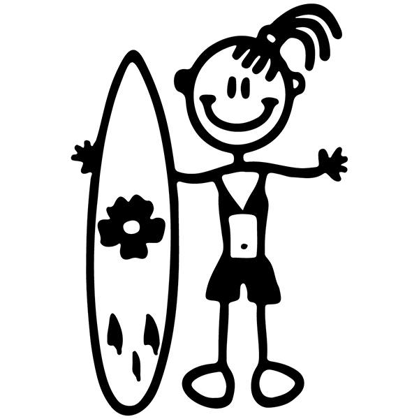 Aufkleber: Mädchen Surfen