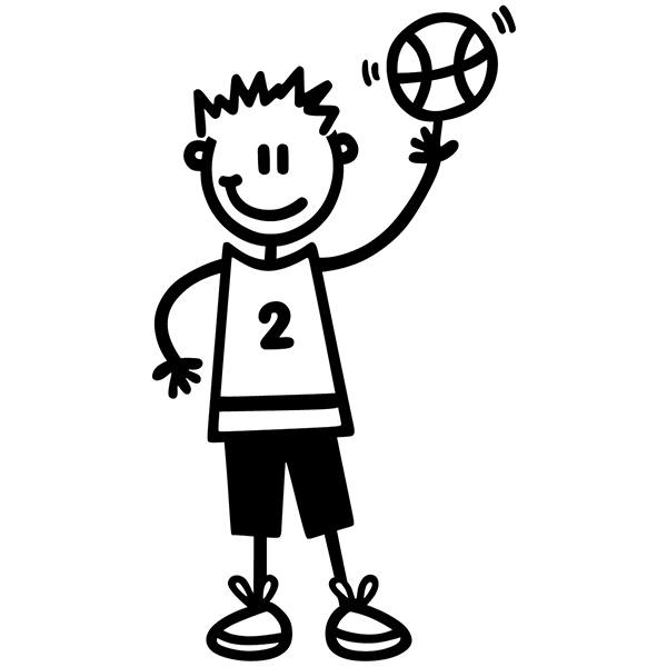 Aufkleber: Junge spielt Basketball