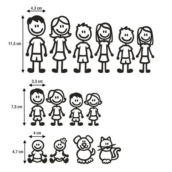 Aufkleber: Set 14X Aufkleber Glückliche Familie