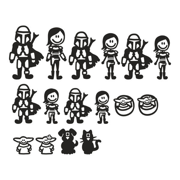 Aufkleber: Set 16X Mandalorian Familie