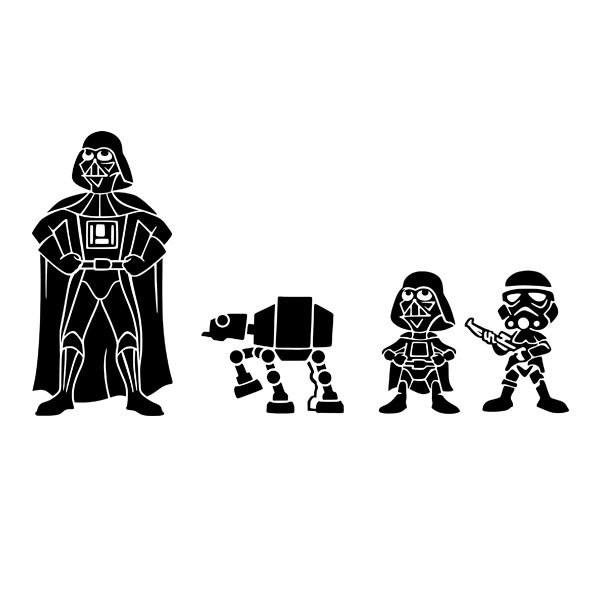 Aufkleber: Set 4X Darth Vader Familie
