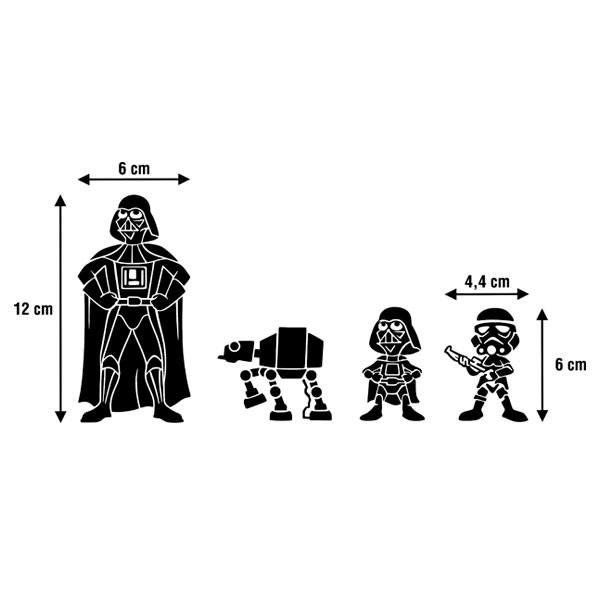 Aufkleber: Set 4X Darth Vader Familie