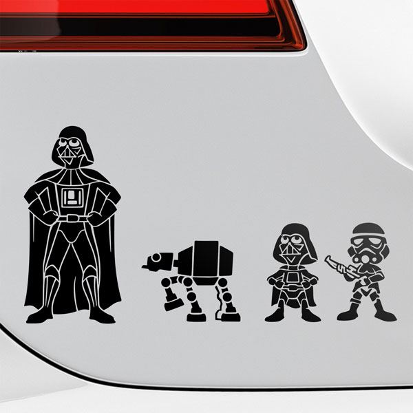 Aufkleber: Set 4X Darth Vader Familie