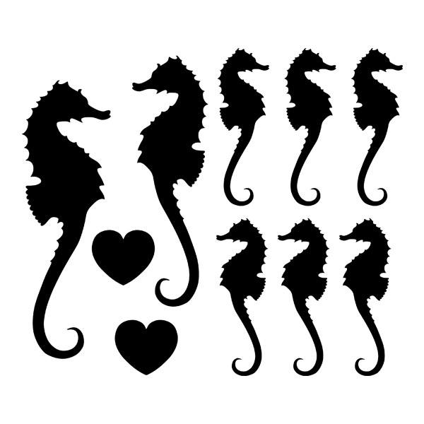 Aufkleber: Set 10X Seepferdchen