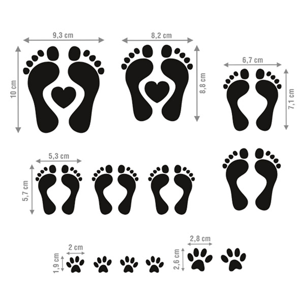 Aufkleber: Set 13 X Fußabdrücke Familie
