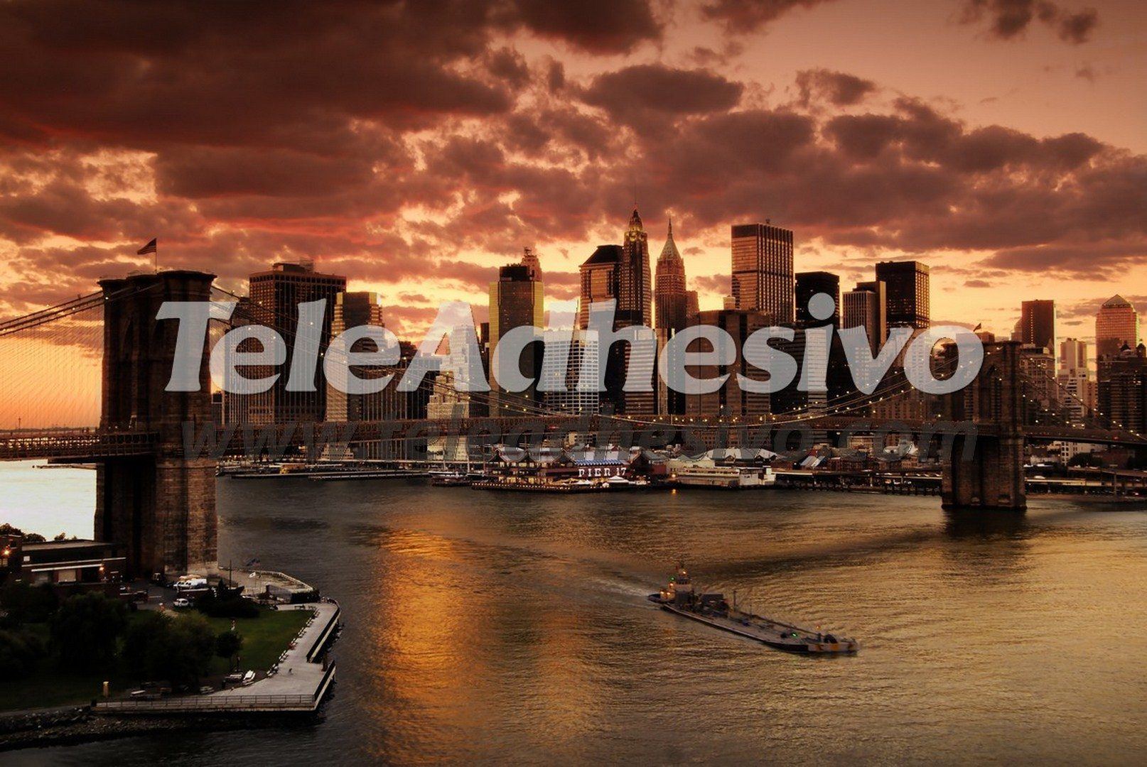 Fototapeten: Sonnenuntergang auf der Brooklyn Bridge