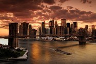 Fototapeten: Sonnenuntergang auf der Brooklyn Bridge 6
