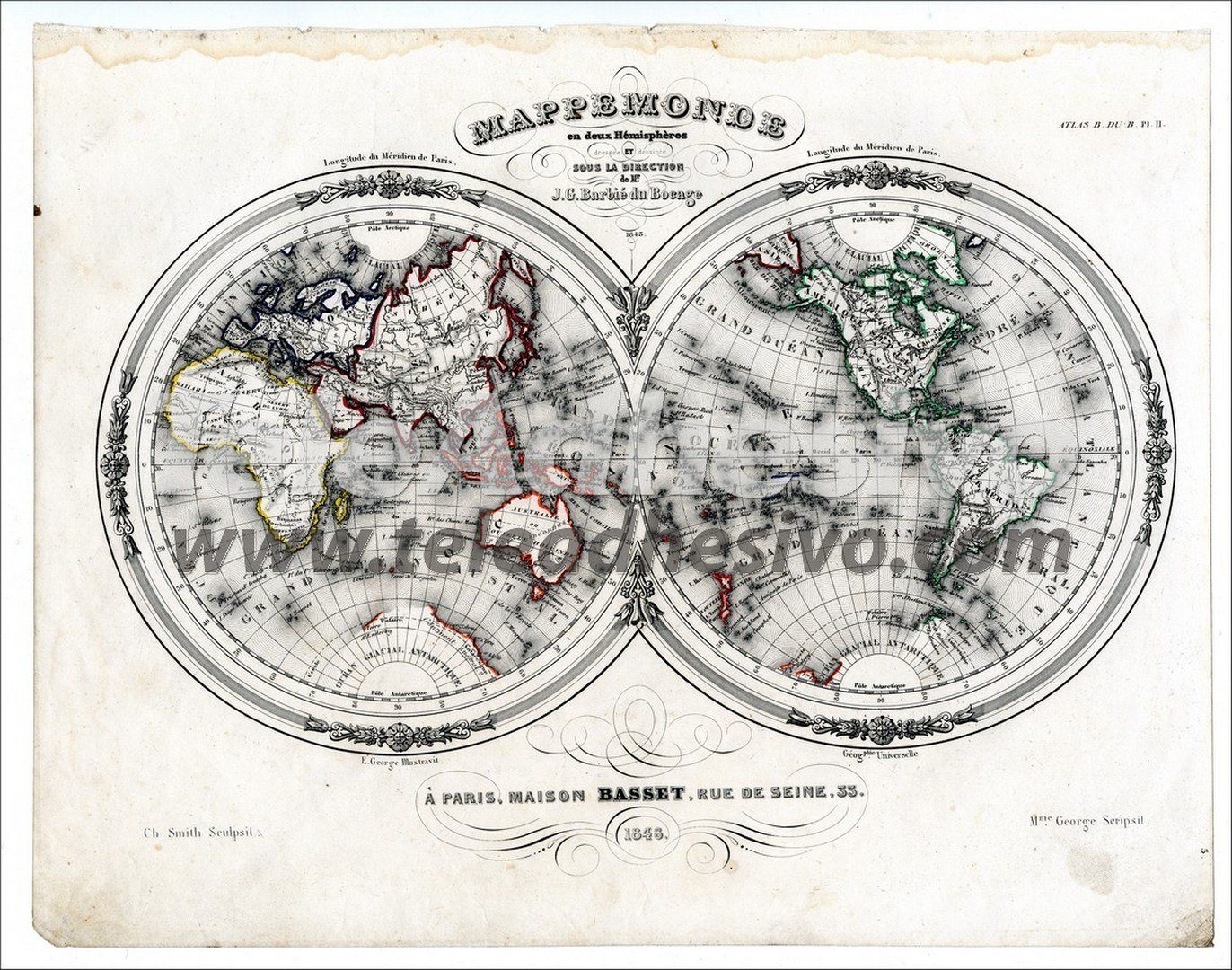 Fototapeten: Karte der Welt 1848