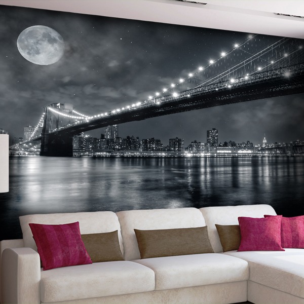 Fototapeten: Nächtliche Brooklyn Bridge 0