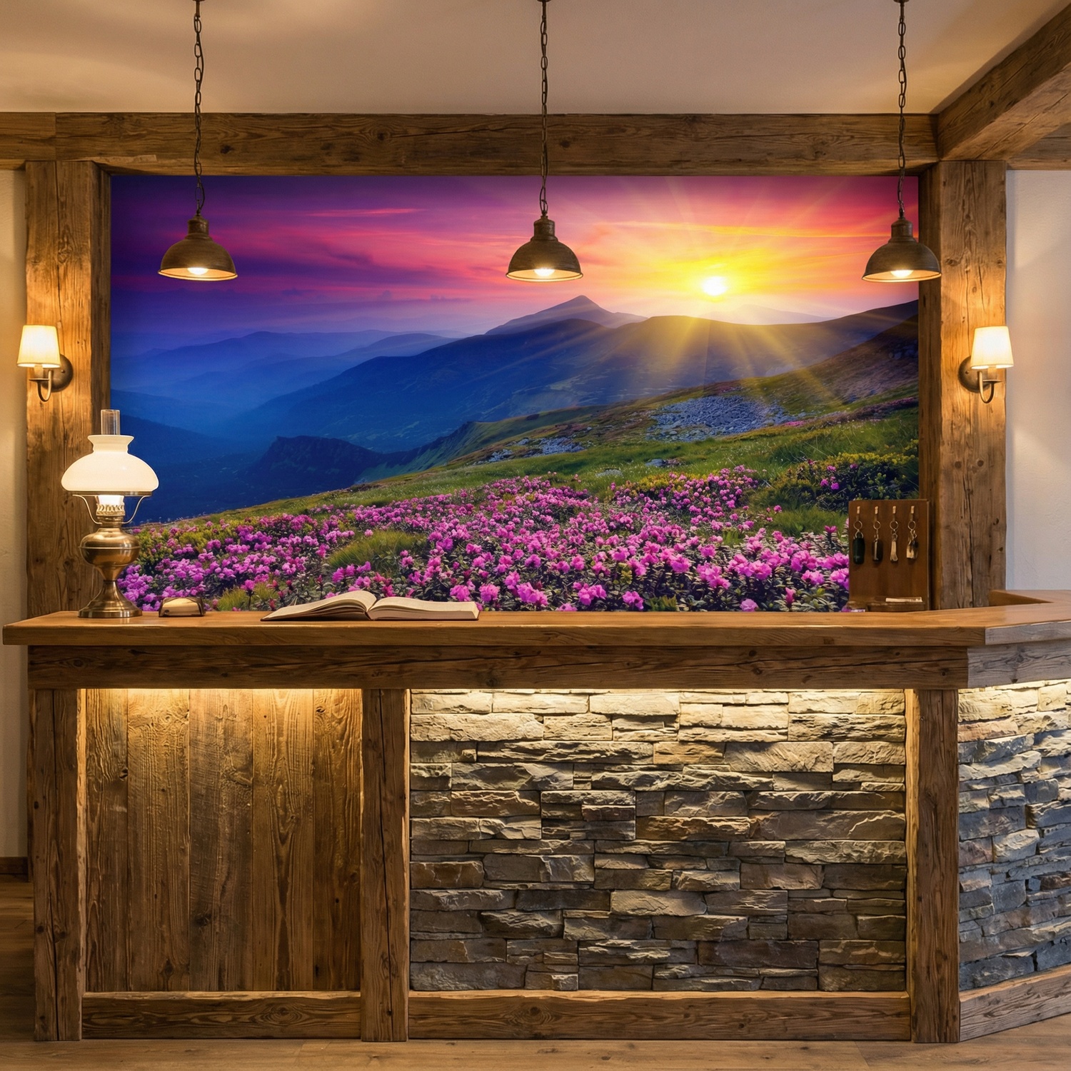 Fototapeten: Sonnenuntergang in den Bergen