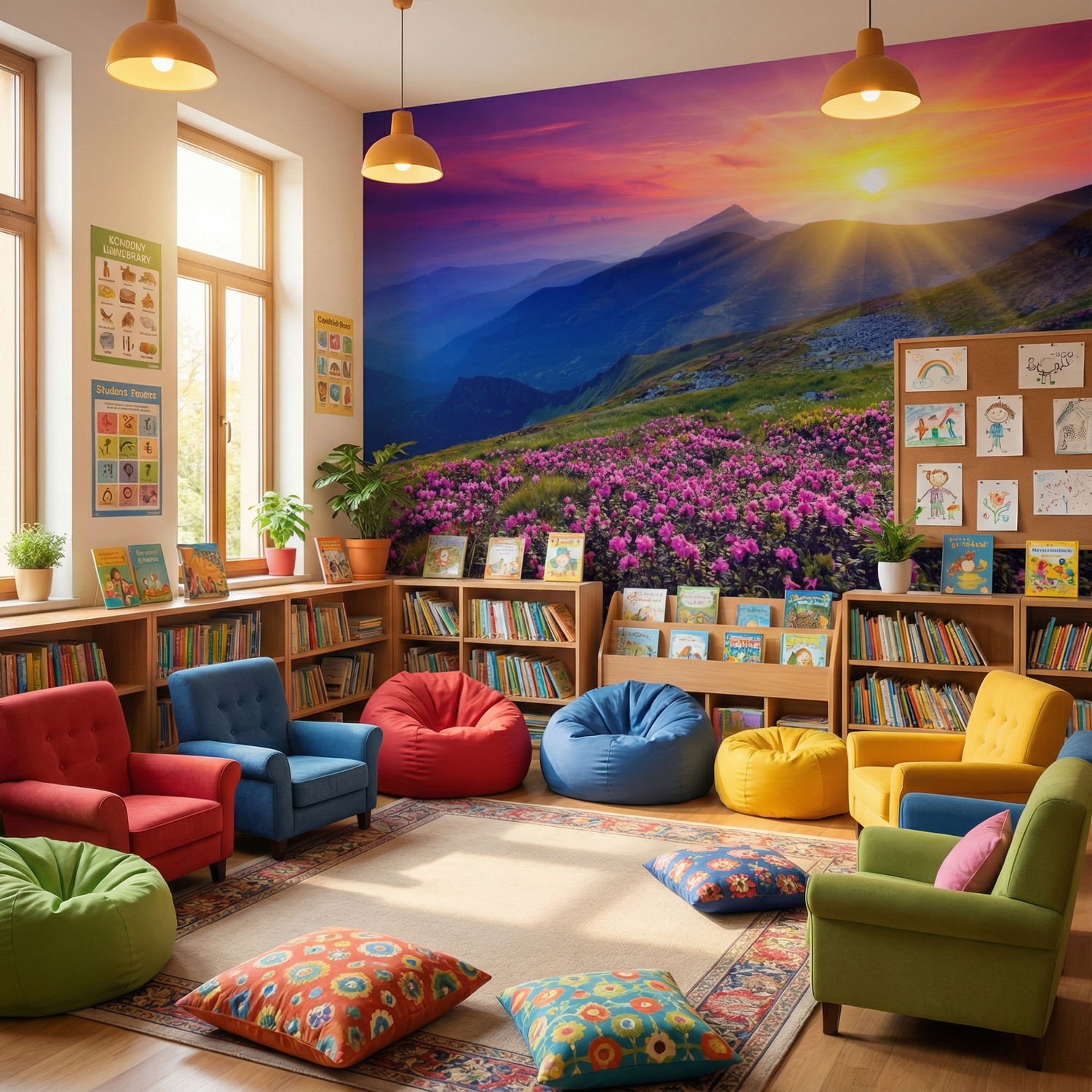 Fototapeten: Sonnenuntergang in den Bergen