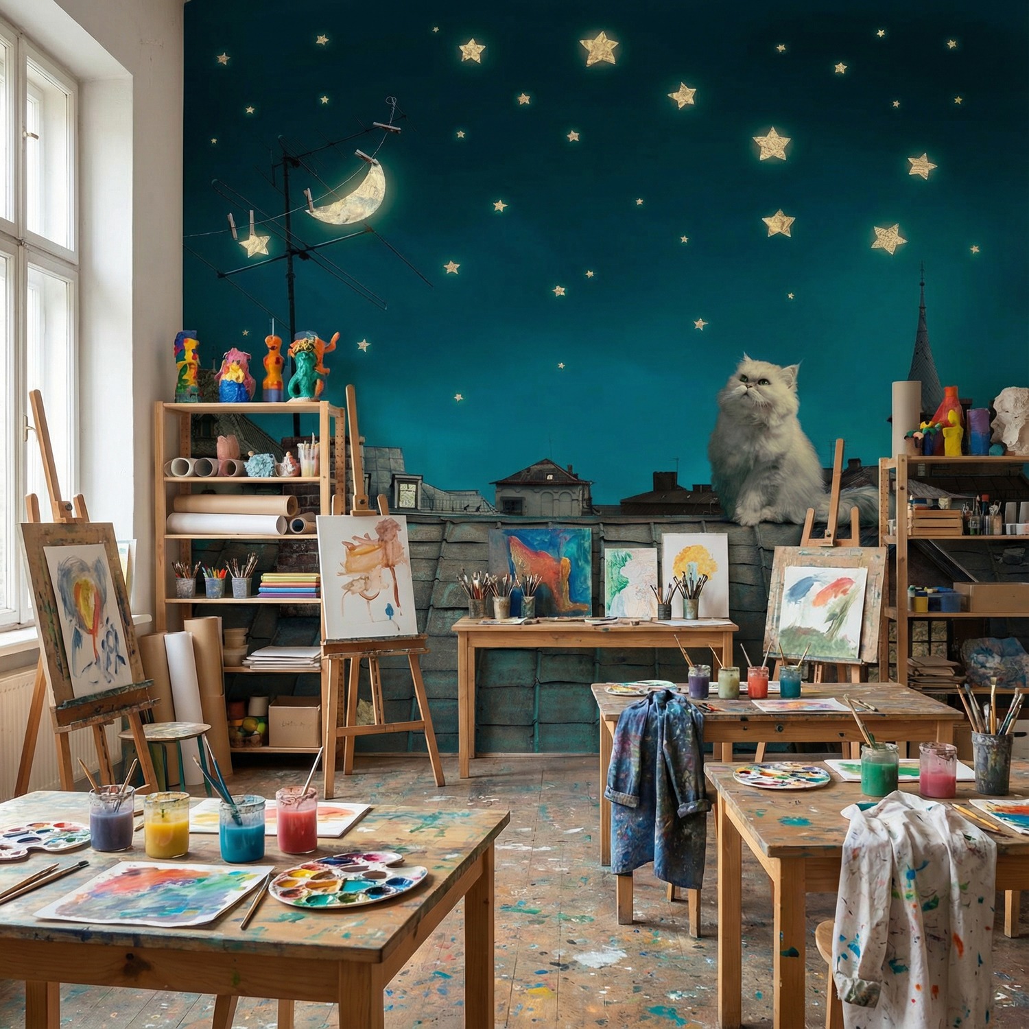 Fototapeten: Katze auf dem Dach