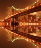 Fototapeten: Beleuchtete Manhattan Bridge 3