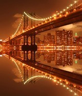 Fototapeten: Beleuchtete Manhattan Bridge 3