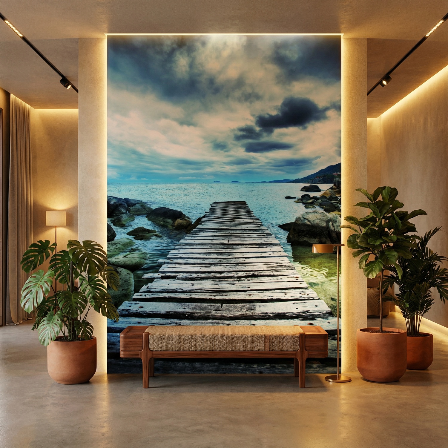 Fototapeten: Fu&szlig;g&auml;ngerbr&uuml;cke zwischen den Felsen