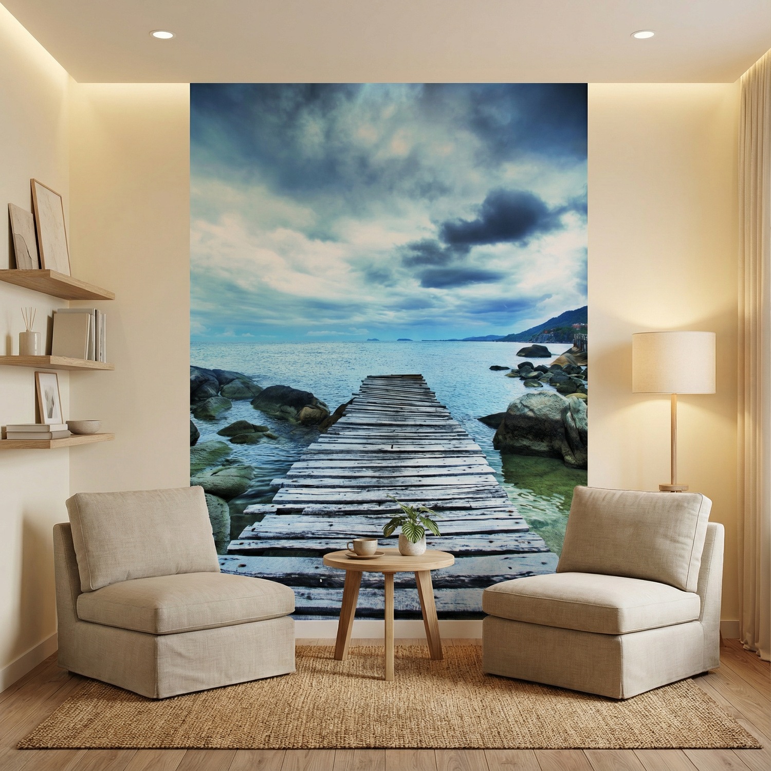 Fototapeten: Fu&szlig;g&auml;ngerbr&uuml;cke zwischen den Felsen