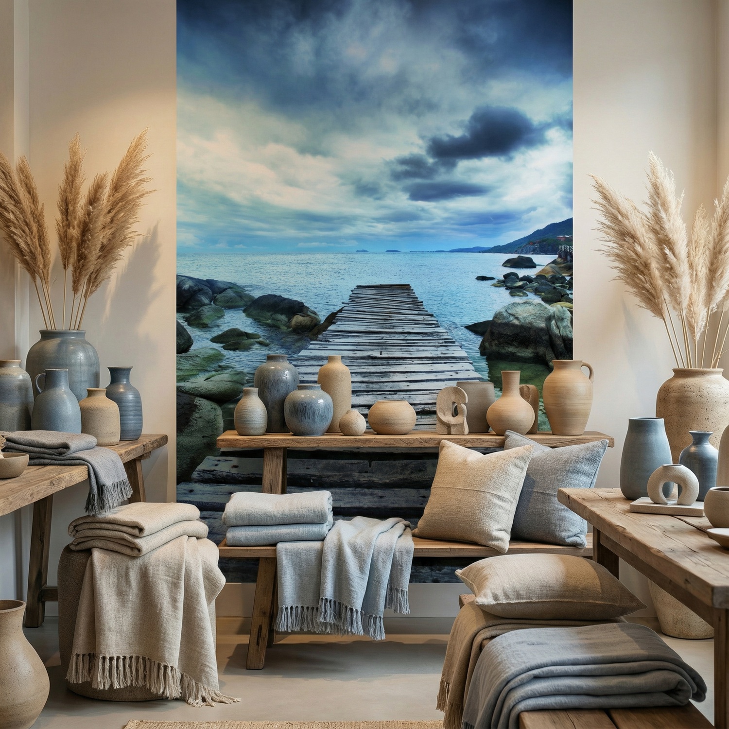 Fototapeten: Fu&szlig;g&auml;ngerbr&uuml;cke zwischen den Felsen