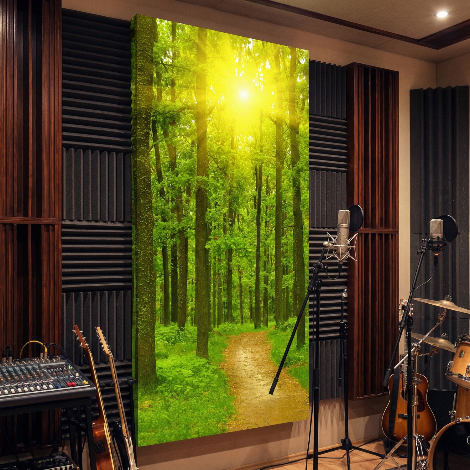 Fototapeten: Sonnenuntergang im Wald