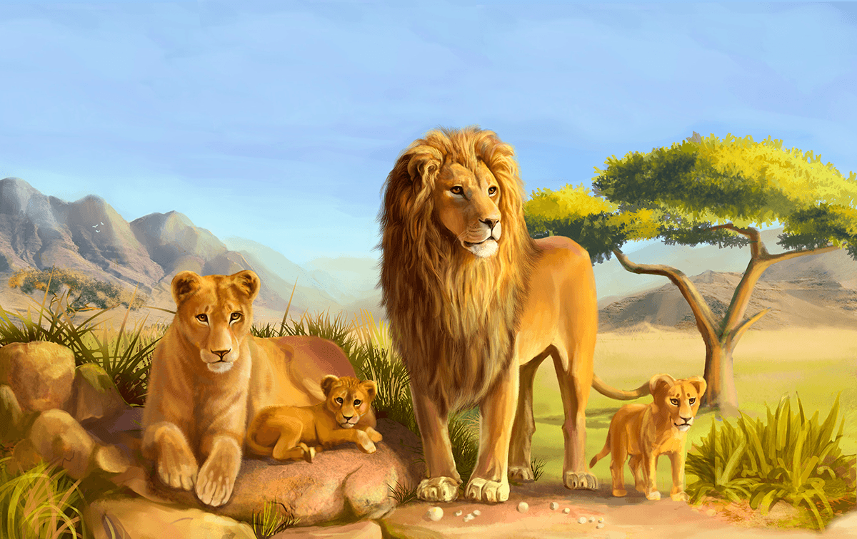 Fototapeten: Löwen Familie
