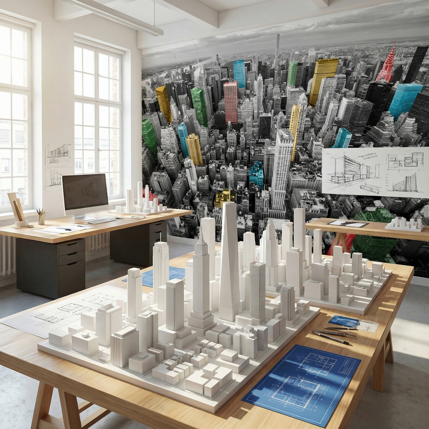 Fototapeten: Bunte Wolkenkratzer New York