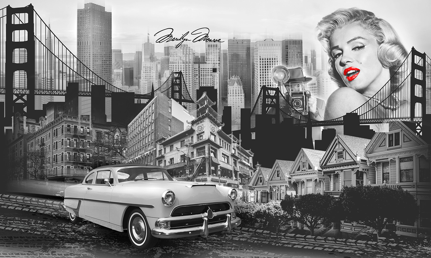 Fototapeten: Collage-Muse Marilyn Monroe