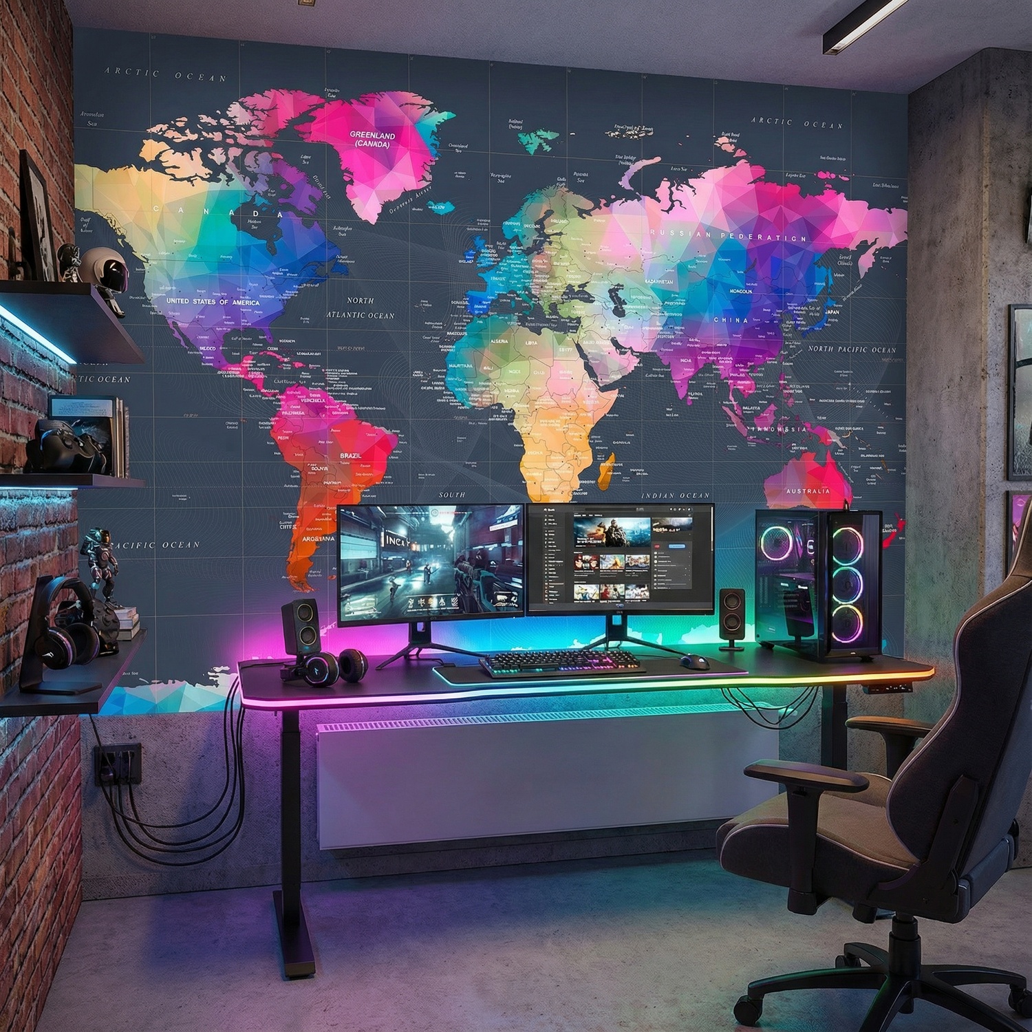 Fototapeten: Origami Weltkarte