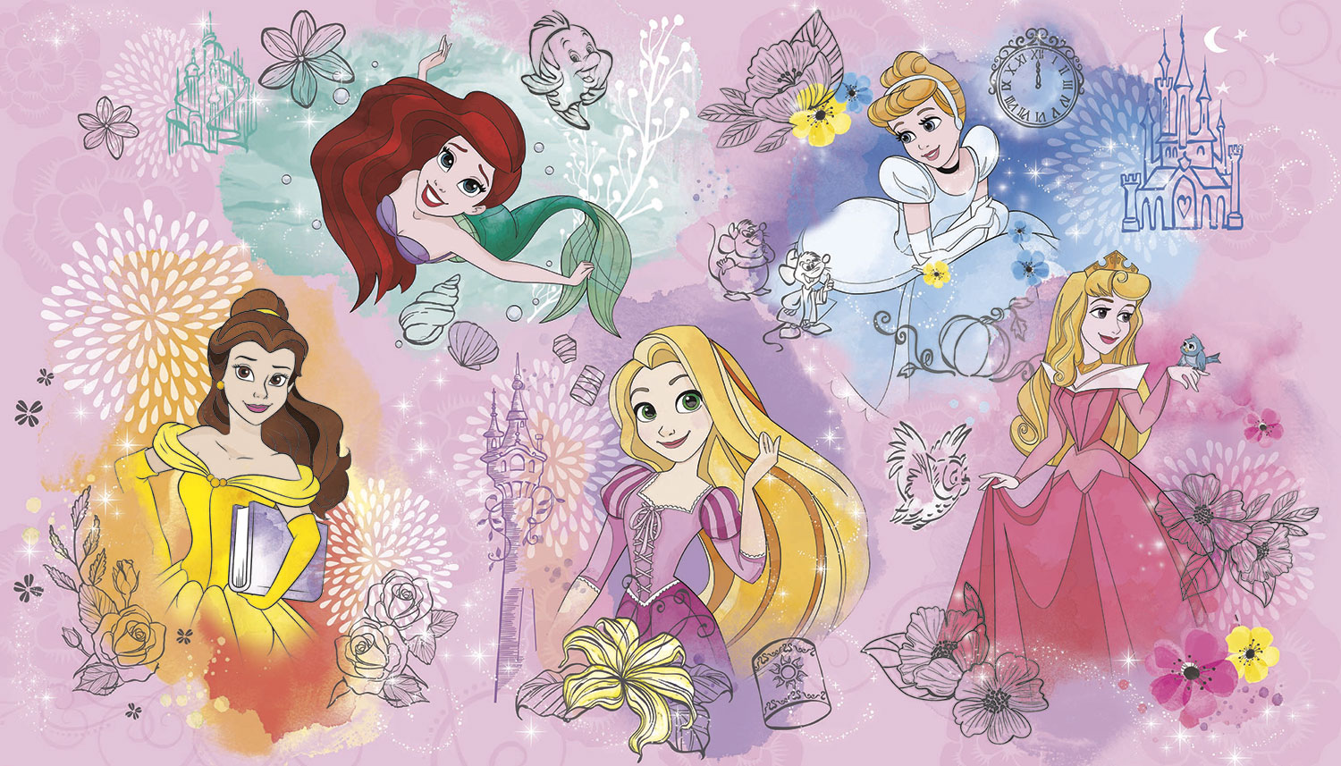 Fototapeten: Sch&ouml;ne Gesichter von Disney-Prinzessinnen