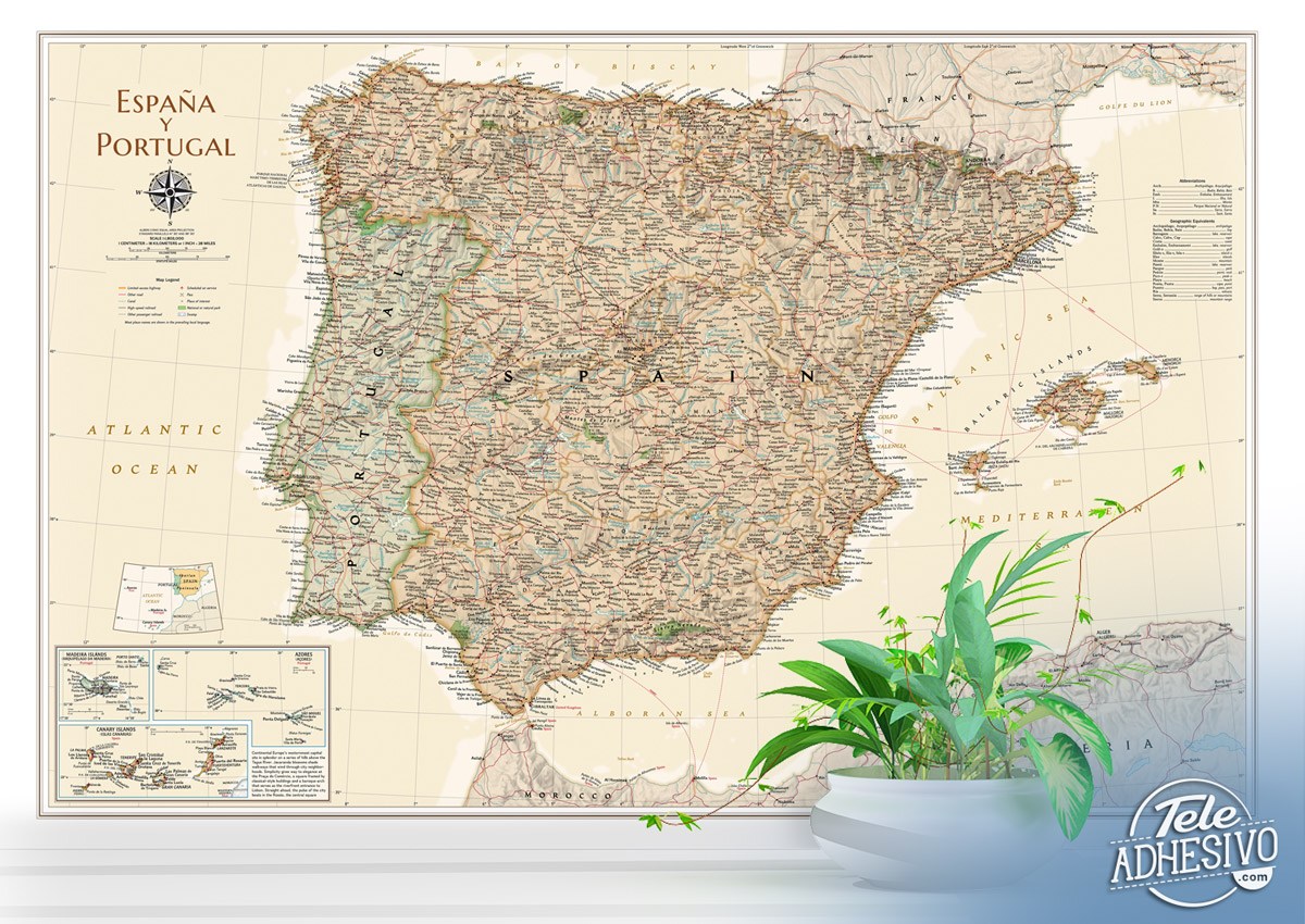 Fototapeten: Weltkarte Spanien und Portugal II