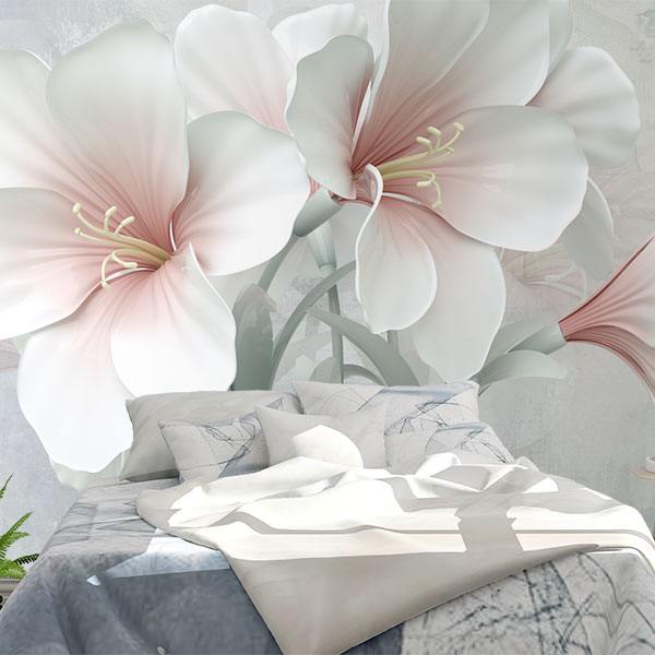 Fototapeten: Weiße Amaryllis und Rosen