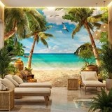 Fototapeten: Seem&ouml;wen &uuml;ber dem Schatz am Strand 3