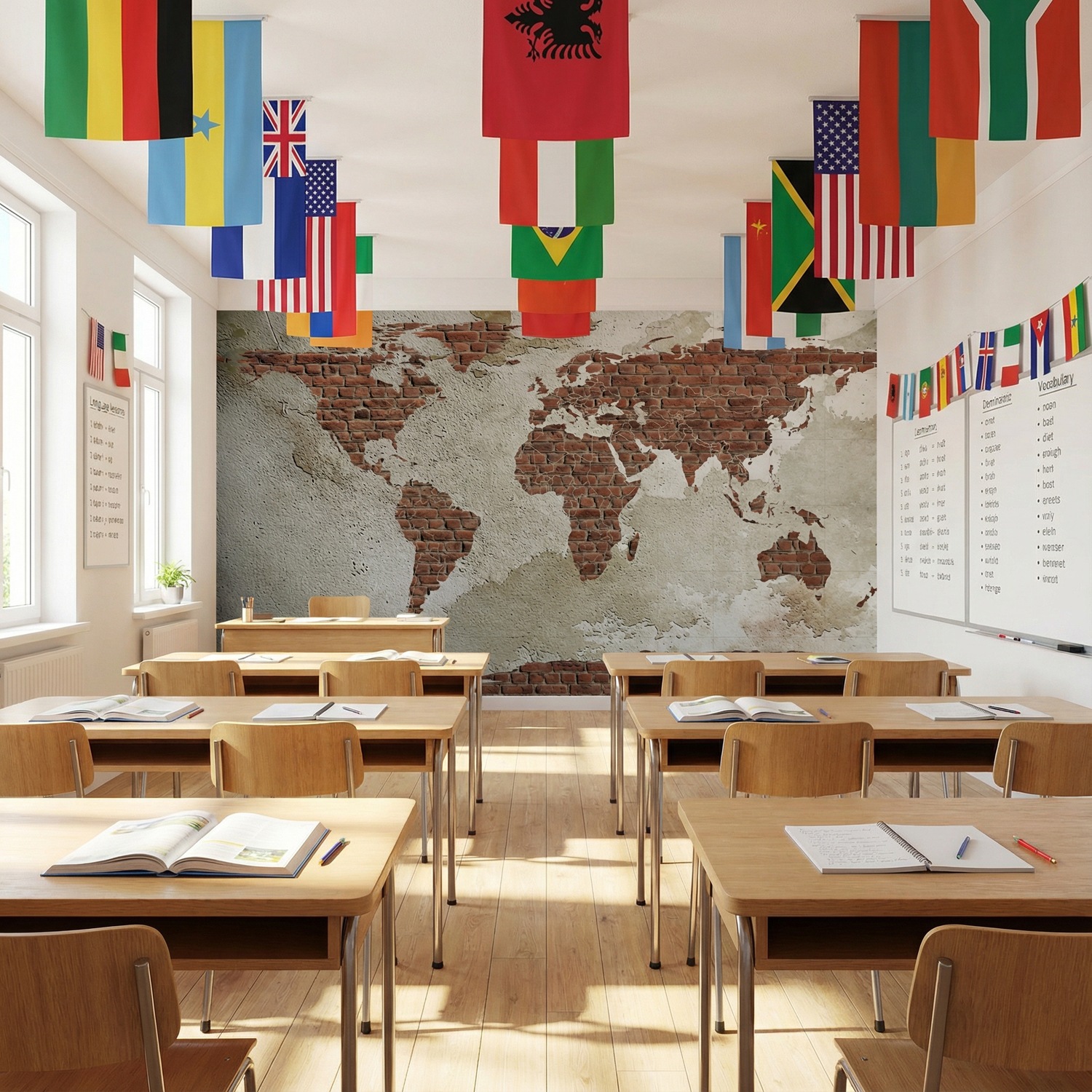 Fototapeten: Ziegelstein-Weltkarte