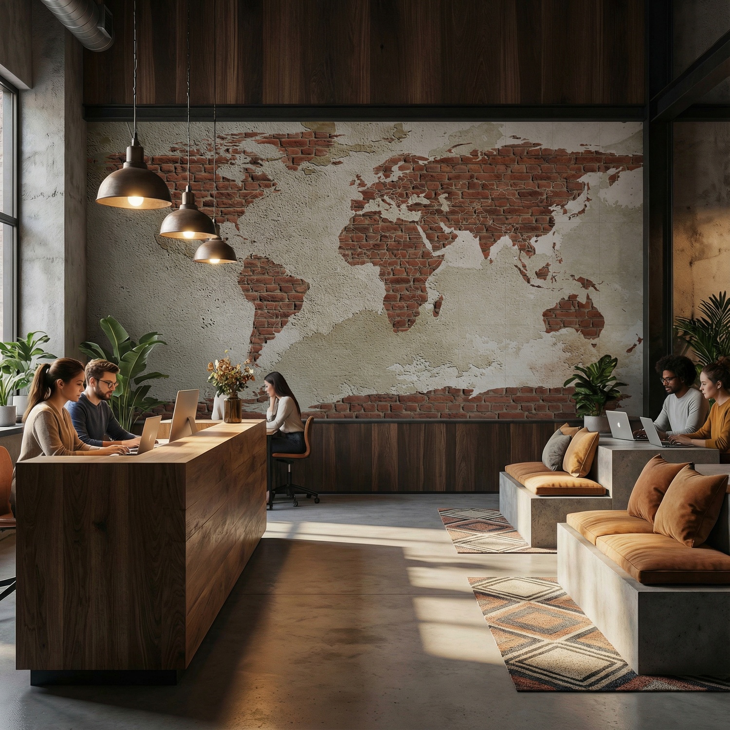 Fototapeten: Ziegelstein-Weltkarte