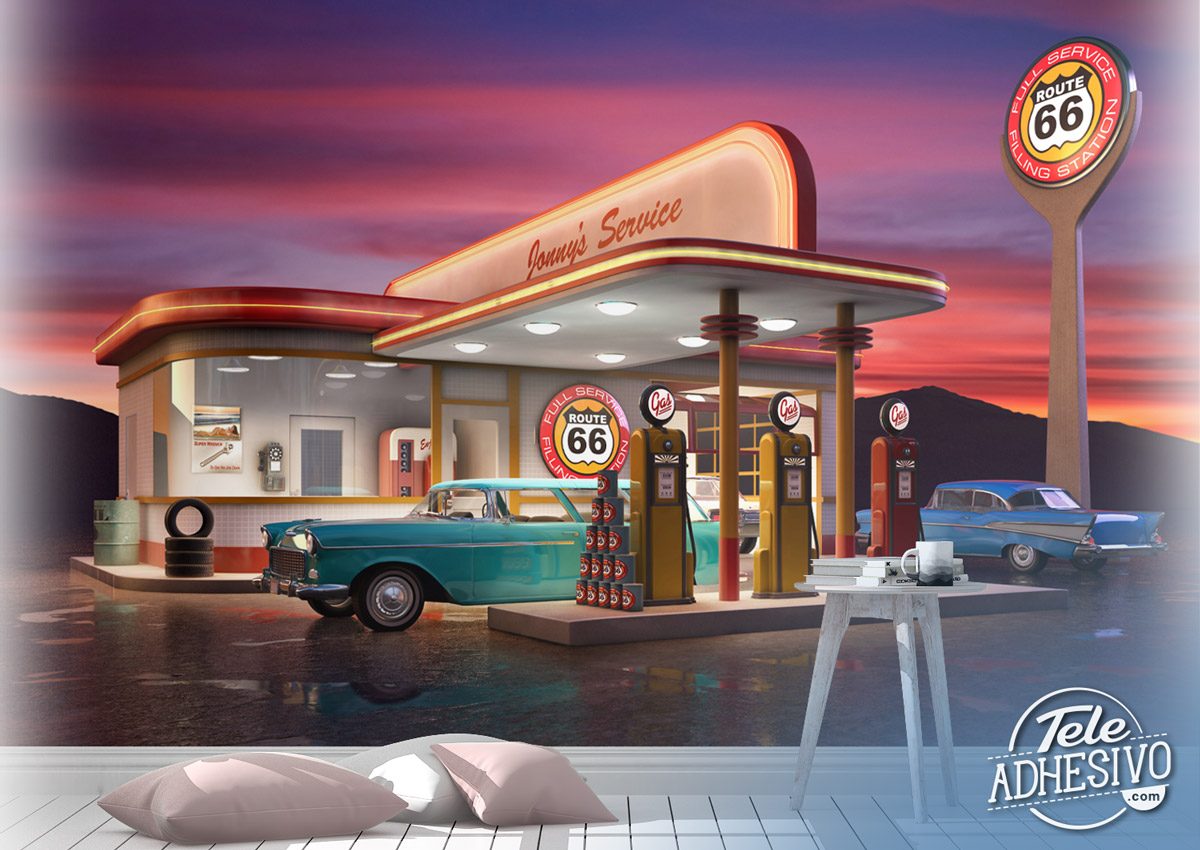 Fototapeten: Route 66-Tankstelle