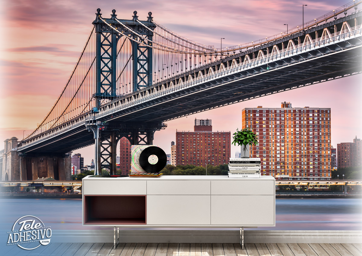 Fototapeten: Manhattan Bridge bei Sonnenuntergang